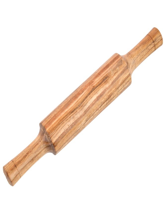 VISMAY'S 12 inch Belan Wooden Rolling Pin for Roti Roller Chapati Roller Food Grade Wood with Natural Grip Design Easy to Use in Kitchen (Desgin -1) - Image 1